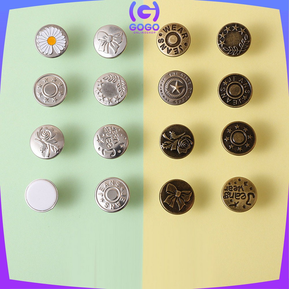 GOGO-P202 Kancing Celana Jeans Kancing Jepret Pinggang Adjustable / Kancing Motif Daisy Multifungsi  / Magic Button