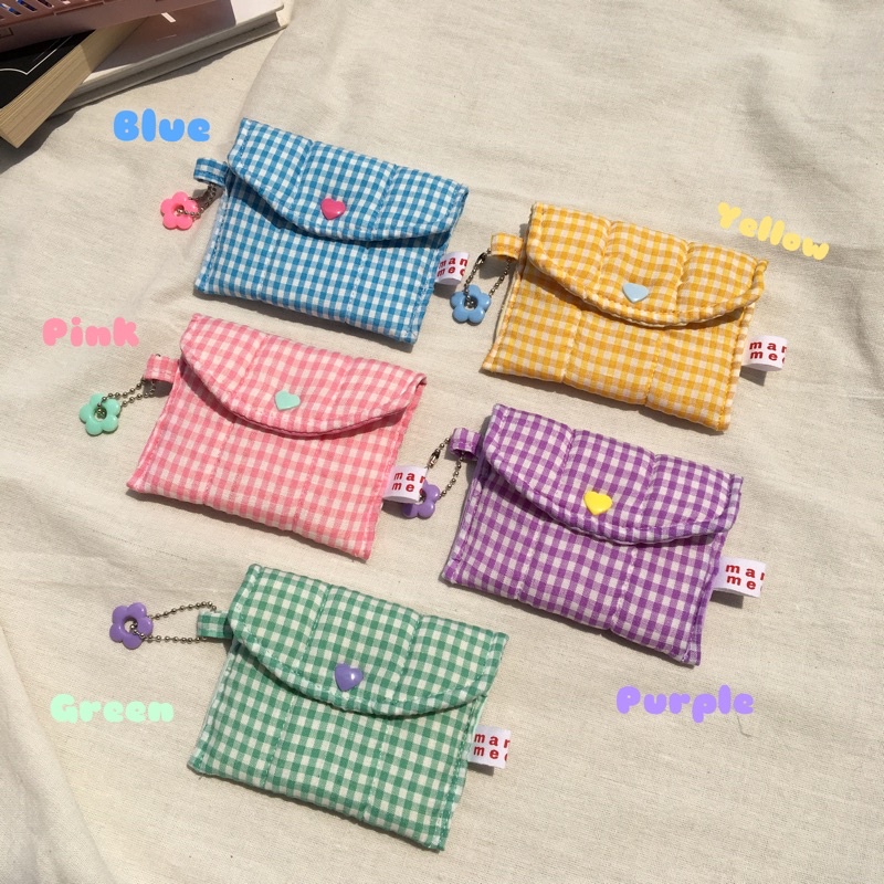 Gingham Puffy Card Wallet / Card Holder / Dompet Kartu / Dompet Wanita Kotak kotak