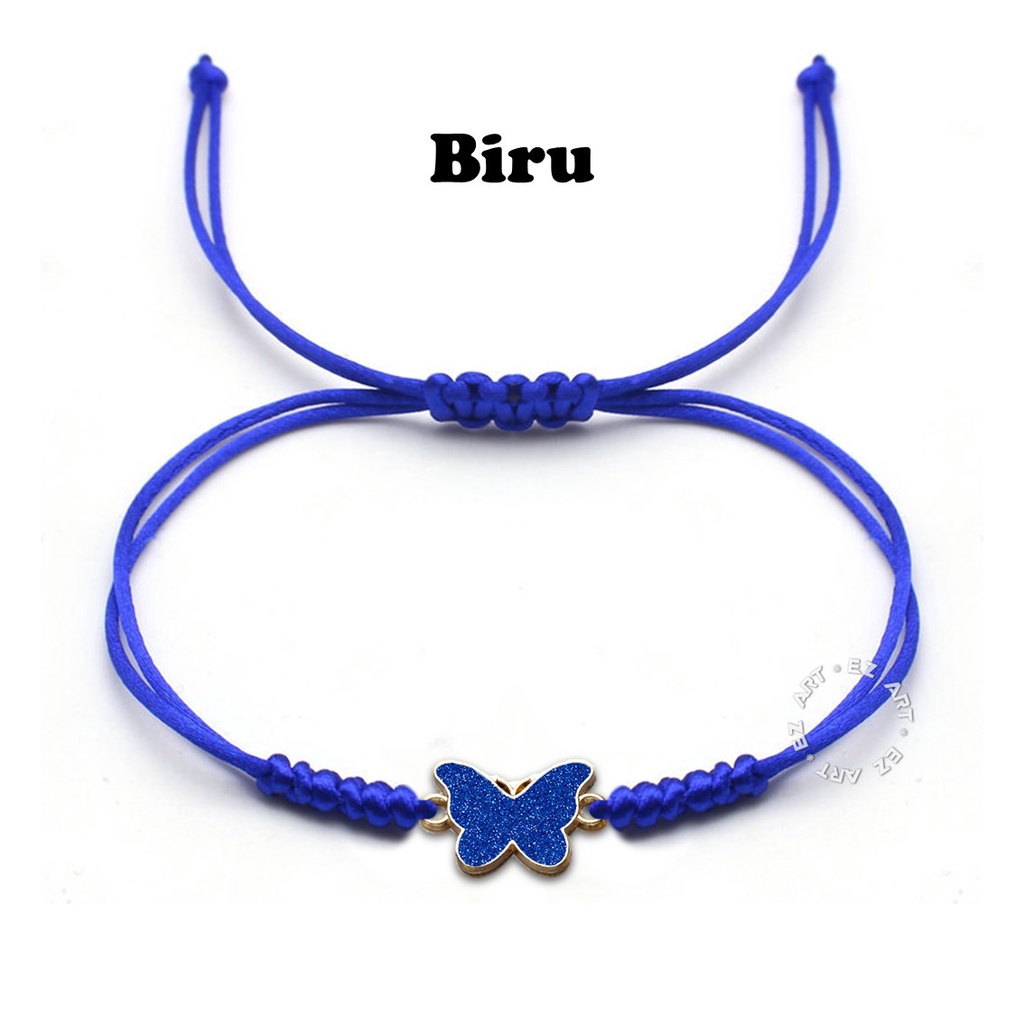 GELANG KONEKTOR KUPU-KUPU BUTTERFLY TALI SATIN SERUT LEMBUT WARNA WARNI ADJUSTABLE UNTUK WANITA