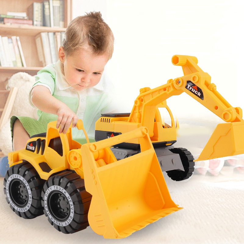 Mainan Truk Penggali / Excavator / Bulldozer / Penggali Sampah Bisa Bergerak Untuk Anak