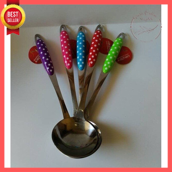 GOS B203 - Sendok Sayur  stainlessPolkadot - Centong Sayur polkadot - sendok sup polkadot stainless