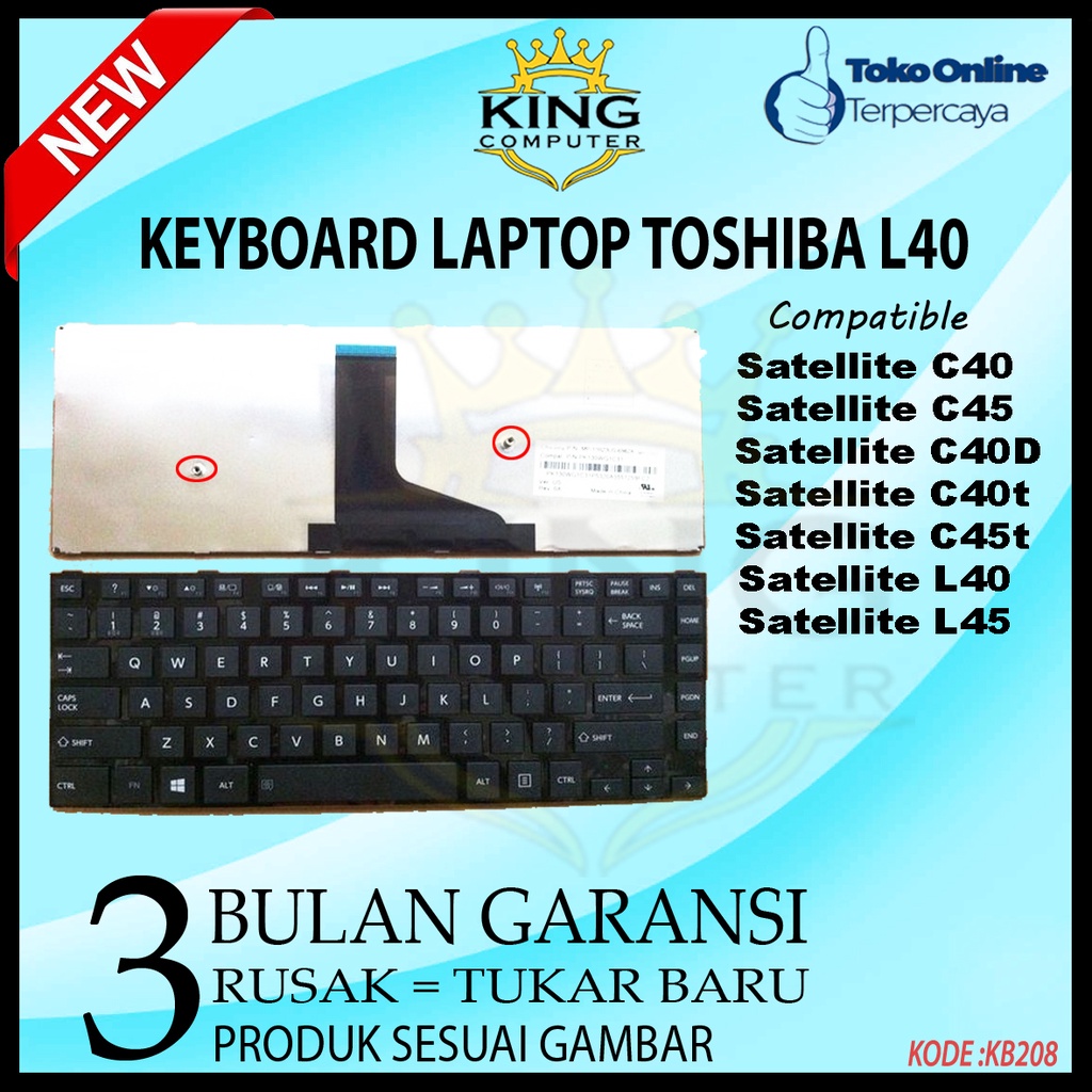 Keyboard Laptop Toshiba Satellite L40-A L40D-A L45-A L40T-A L45D-A L45T Series