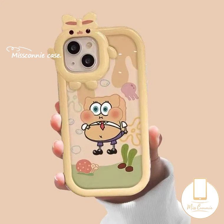 Redmi A1 A1 A1+ 9 10 9C 9T 10A 9A 10C 9C NFC Note11 10 9 8 11Pro+PO CO M3 Pro X3 NFC Pro Kartun Soft TPU 3D Bow-knot Monster Kecil Es Krim SpongeBob Patrick Star Lucu Sarung Belakang