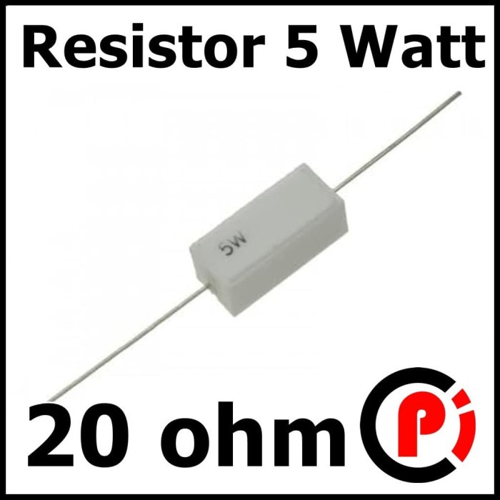 Resistor Batu 5 Watt 5W Nilai 20 ohm