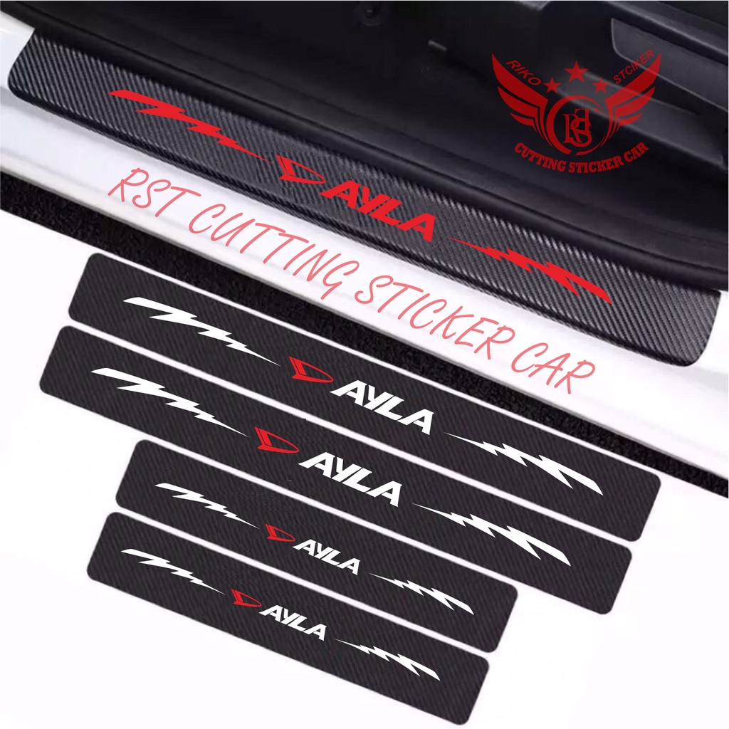 4pcs stiker sticker mobil ayla karbon 3d pelindung bawah pintu mobil daihatsu ayla sirion sigra xeni
