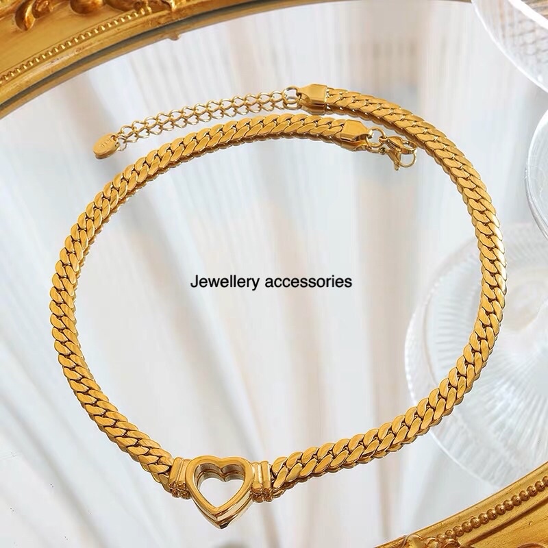 Kalung Titanium Sisik Naga Love Gold Trendng Elegant Korea Fashion Style