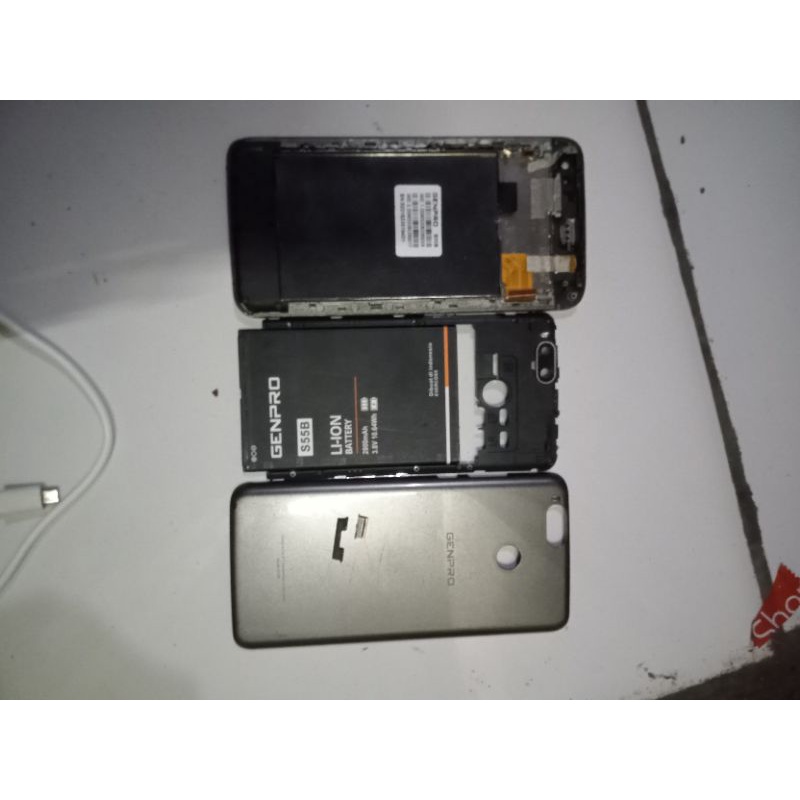 Part Ori Genpro S55B ( Baterai Speaker casing backdor frame kabel signal tombol onoff) Ori copotan