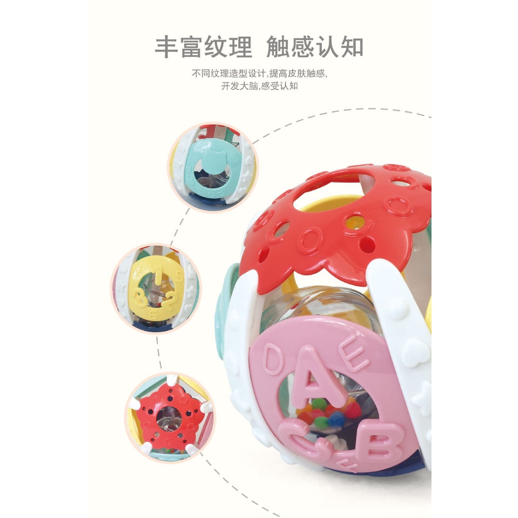 [BIG SALE] Mainan Bayi Bola Kerincingan Bahan Karet Lembut Teether Rattle Gigitan