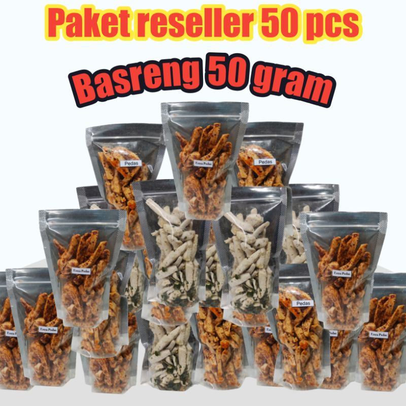 50 pcs basreng daun jeruk paket reseller kemasan 50 gram