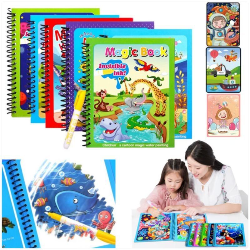 

(MH)-Buku Gambar Ajaib Magic Water Book Untuk Anak Anak