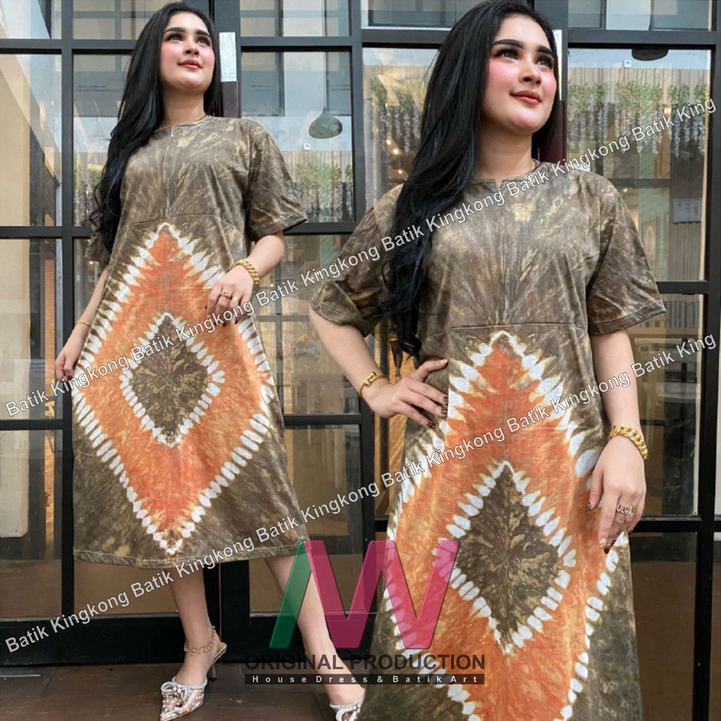 Daster Kaos Kekinian Lengan Pendek Motif Abstrak Resleting Depan Busui Bumil Batik Pekalongan Terbaru