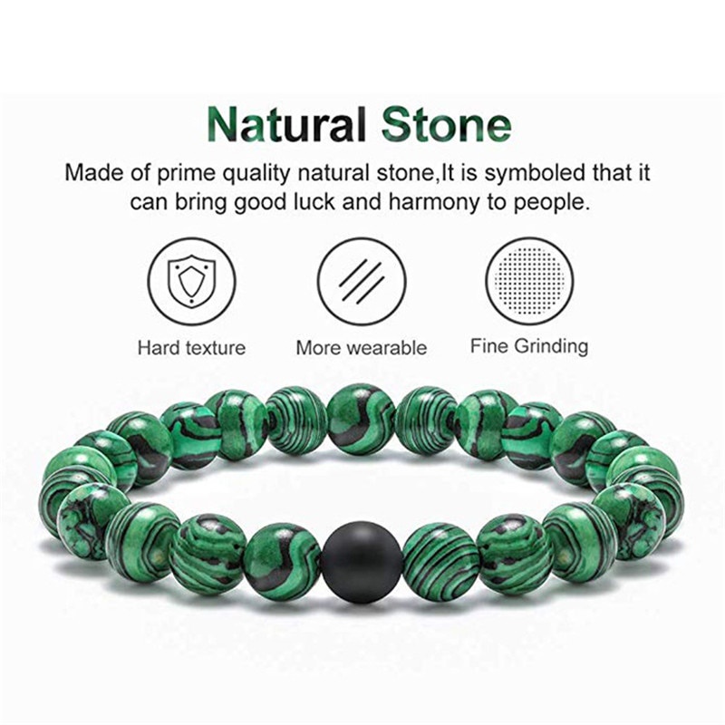Gelang Batu Natural Malachite Black Agate