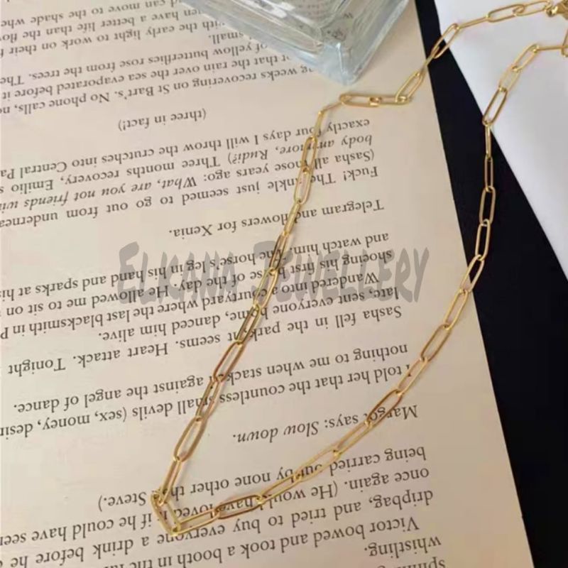 KALUNG TITANIUM RANTAI PAPERLINA Perhiasan super berkelas korea anti karat dan anti luntur