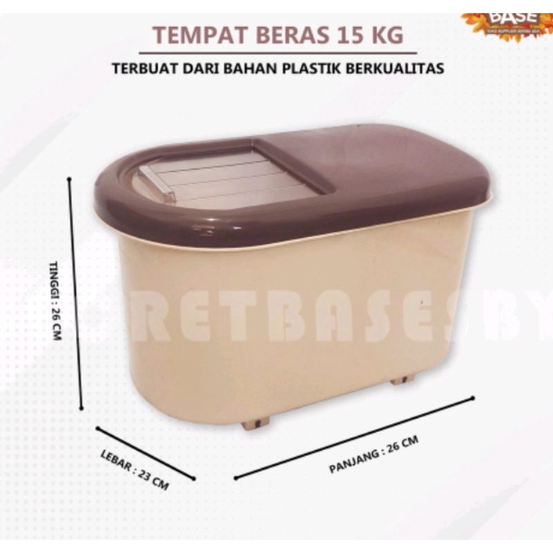 tempat beras 15kg+roda