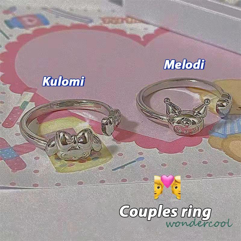 Cincin Kuromi Melody Adjustable Kartun Lucu Korea Cincin Untuk Wanita-Won