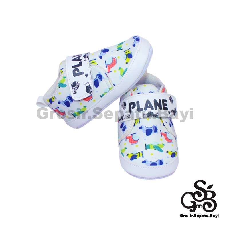 Sepatu Bayi - Baby Shoes - Prewalker  | 2-12 bulan | PLANE pesawat PUTIH ringan &amp; fleksibel