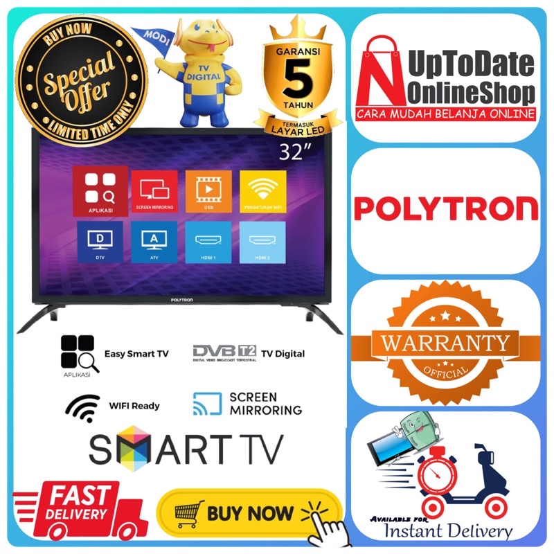 TV POLYTRON PLD32MV1859 PLD 32MV 1859 32INCH DIGITAL TV EASY SMART TV LED WIFI HD POLYTRON