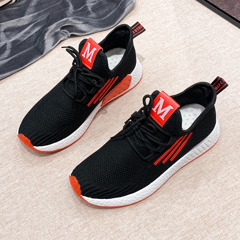 ❀ Chingu ❀ SEP016 (Tanpa Kotak) Sepatu Sneakers Wanita Motif M Ada 3Garis Ungu Sporty Model Korea Fashion Casual Sport Olahraga Import