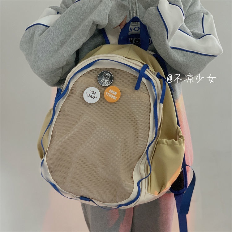 ✿❁Tas sekolah ulzzang asli desain ceruk Jepang ins berkapasitas besar ransel ringan ransel gadis retro