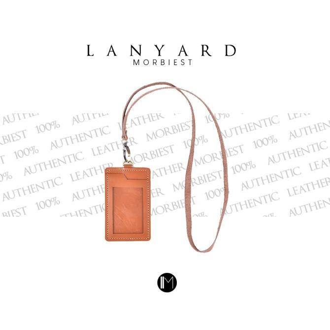 

Lanyard Kulit Asli - ID Card Name Tag Kulit - MORBIEST Lanyard - Brown