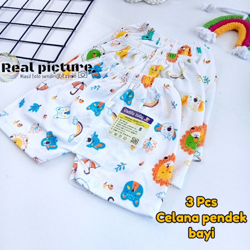 Celana bayi pendek 3 pcs bahan katun tc/celana bayi katun