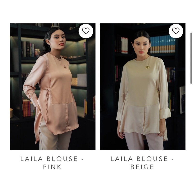 Laila Blouse - Pink beige Benang jarum benangjarum XS S M L XL XXL buttonscarves nada series voal fi
