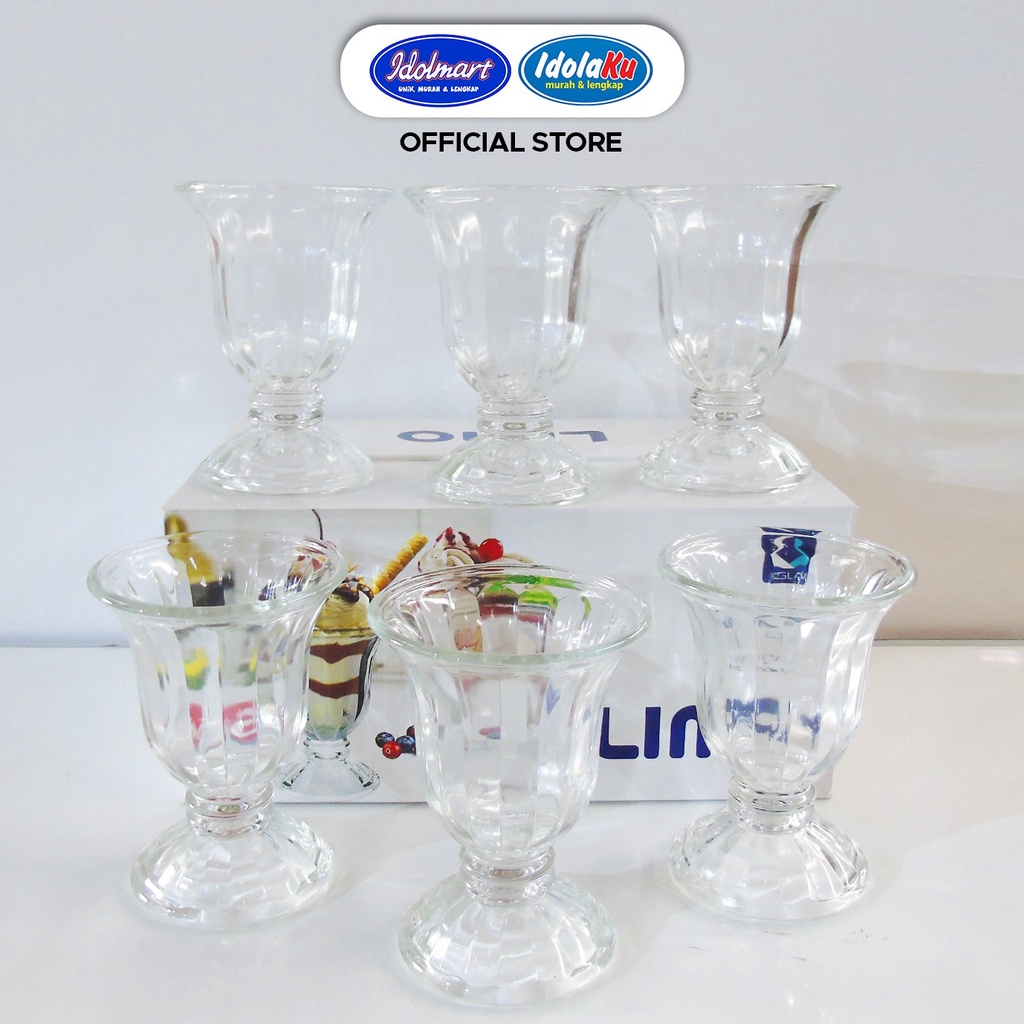 IDOLMART Kimglass Gelas Kaca Limo 200 ml x 4 pcs Gelas Es Krim- Bogor