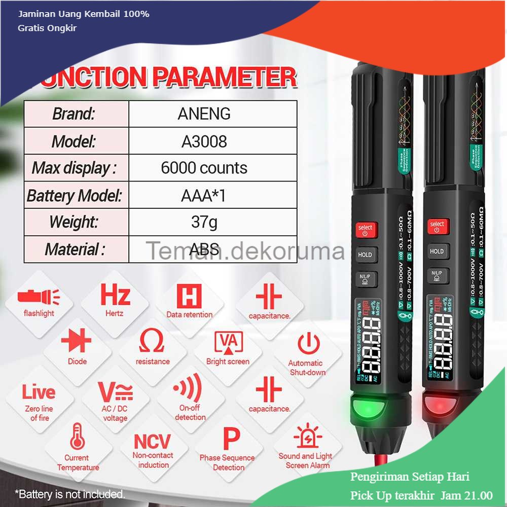 TD- PR2 ANENG Digital Multimeter Voltage Tester Pen - A3008