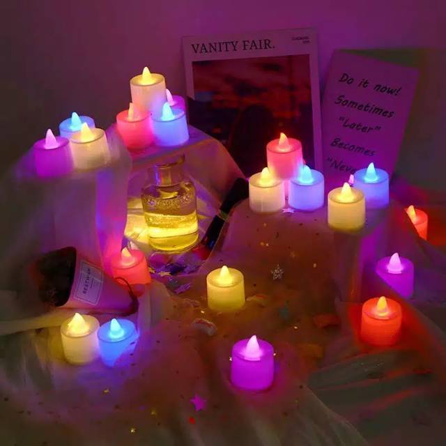 &lt; M.A &gt; (1PCS) Lampu Lilin Hias Rainbow  Lampu Hias Warna Warni  Lampu Lilin Elektrik Led Mini Candle Lampu Lilin Portable Lampu Hias Warna Warni