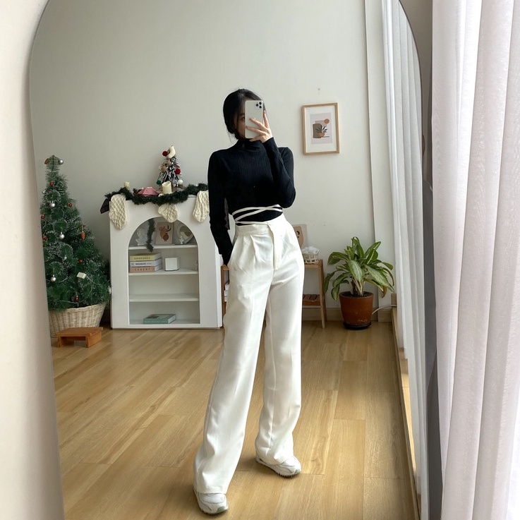 Tavi Long Pants - Rib Pants - Celana Tali - Celana High Waist - Celana Panjang Kantor Wanita - Celana Korea Wanita - Celana Casual Wanita