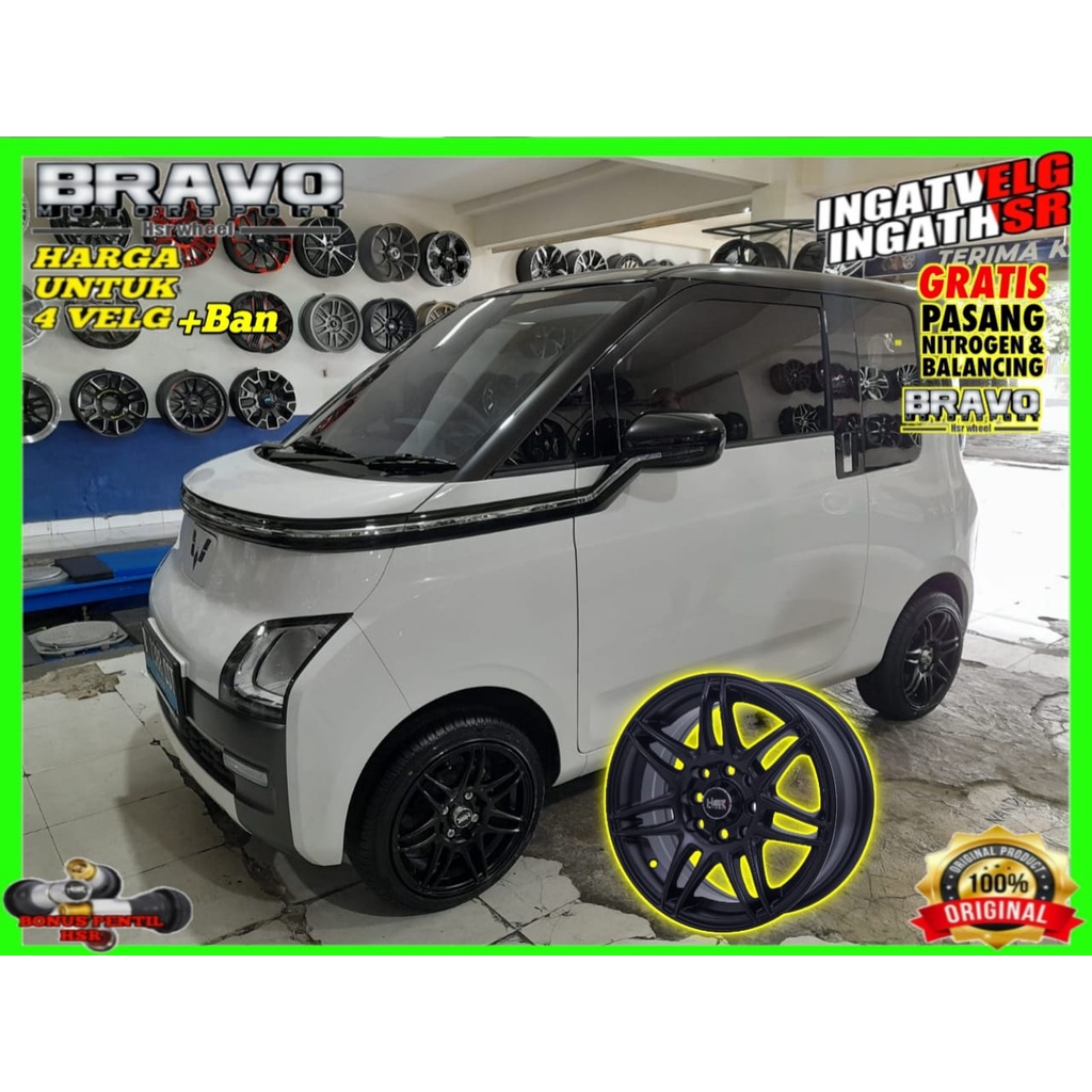 Paket Pelek Velg Dan Ban Mobil WULING AIR EV Ring 14 r14 Velg hsr BENJOT semi matt black