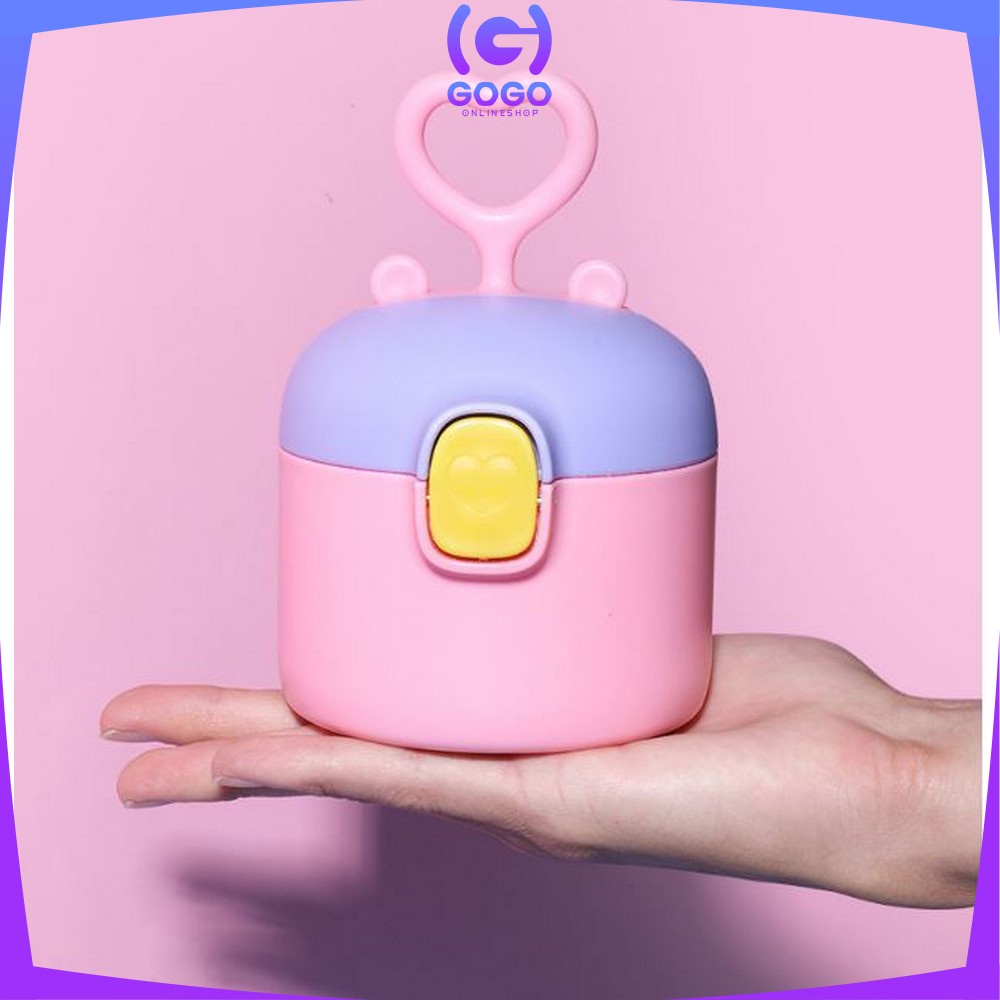 GOGO-C635 Kotak Penyimpanan Susu Bubuk Bayi Portabel Motif Love / Wadah Susu Bubuk / Toples Susu Bubuk Travel Portable Anti Tumpah