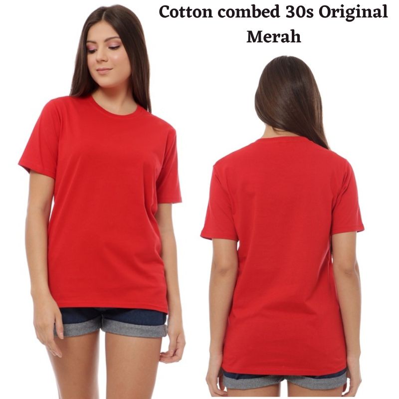 Baju Atasan Polos wanita ,Cewek Lengan panjang dan Lengan Pendek Cotton Combed 30s original warna me