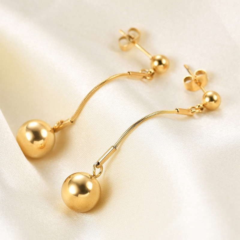 Fancyqube Anting Gantung Panjang Model Manik-Manik Bahan Metal Gaya Punk Untuk Wanita