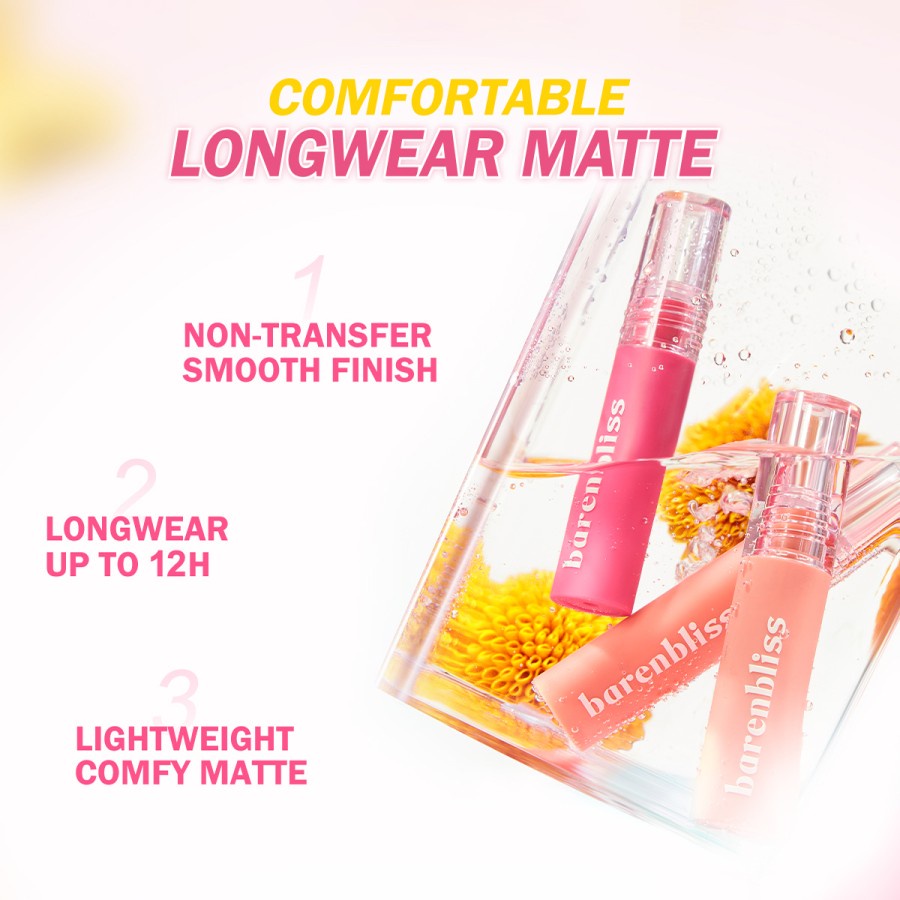 BNB barenbliss Korean Bloomatte Full Bloom Transferproof Matte Tint LONGLAST 12H Transproof Tahan Lama - 04 Sunny Rose