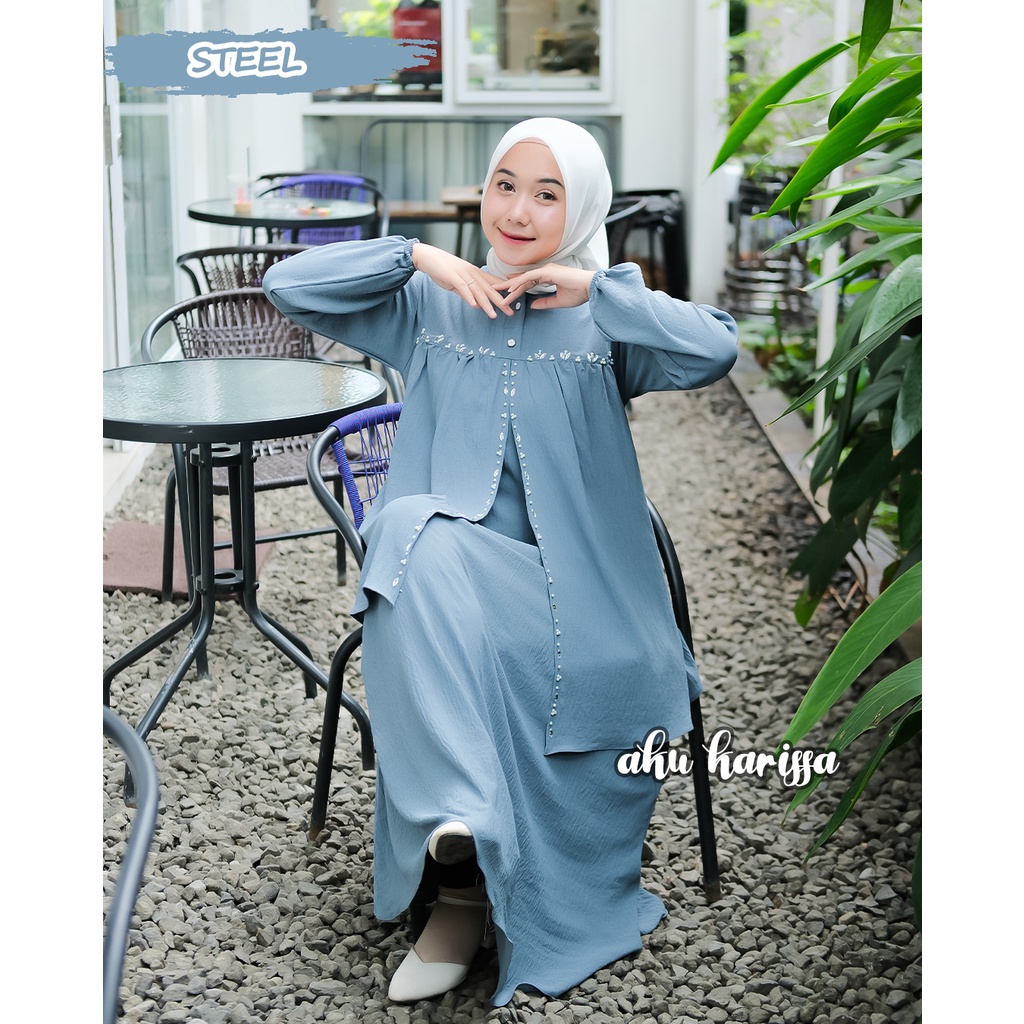 Febrina Dress Ori Aku Karissa - Gamis Crinkle Payet