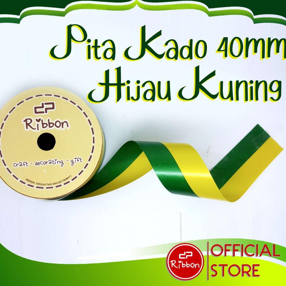 

ガ Pita Kado HIJAU - KUNING 4cm Ribbon 40mm x 14m Lebaran Ketupat Idul Fitri 1.5" は