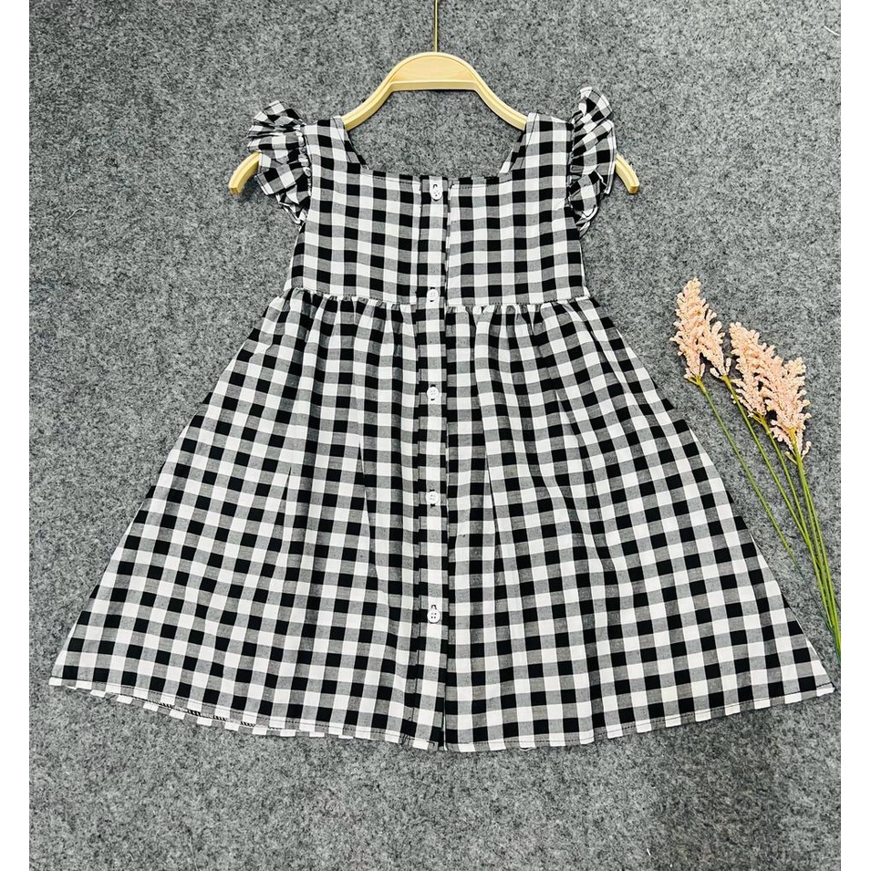 Jimmedy.id - Dress Anak Perempuan Pola Kotak Bahan Katun Untuk Usia 3-7 Tahun