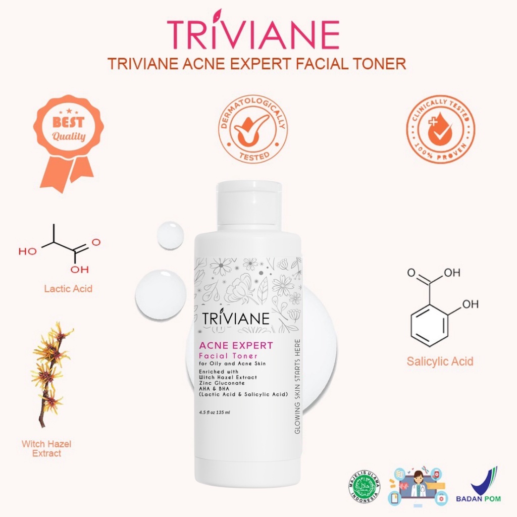 [BPOM] Triviane Acne Expert Facial Toner 135ML - Penyegar Wajah by Triviane Natural Skin Clinic