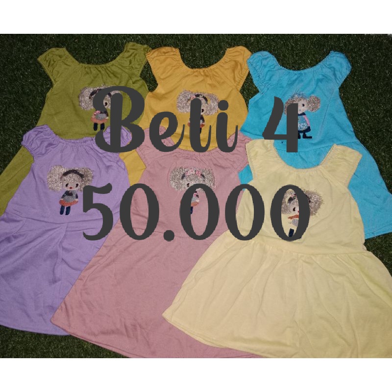 BAJU ANAK KECIL MURAH, BAJU ANAK USIA 1-4 TH, DRES ANAK TANGAN PENDEK ATAU LEKTON MURAH MERIAH, DRES