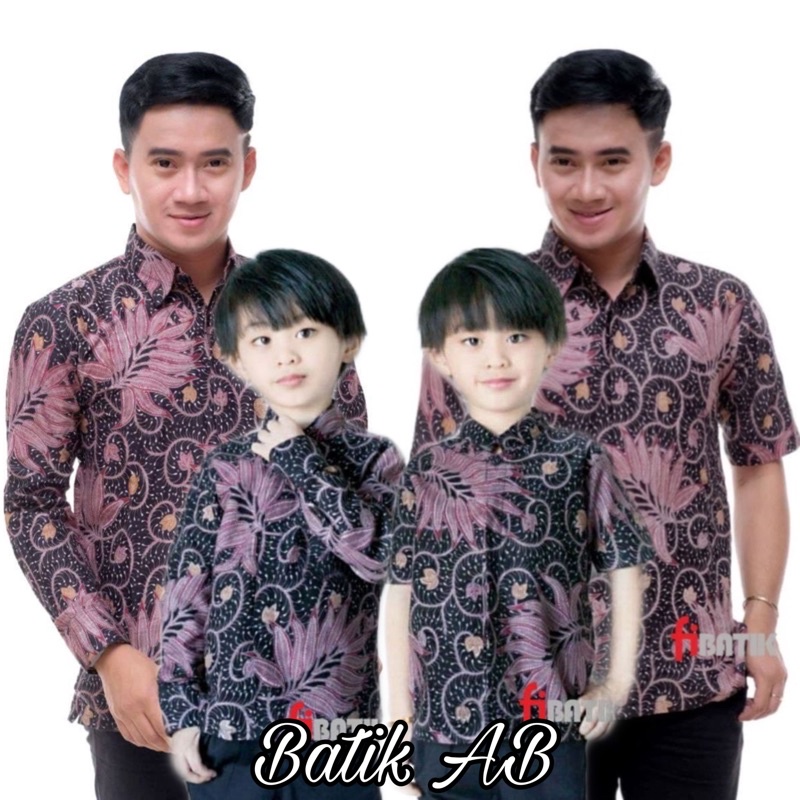 Baju Batik Couple Ayah dan Anak Lengan Panjang Batik Ayah Anak  usia 2-13th