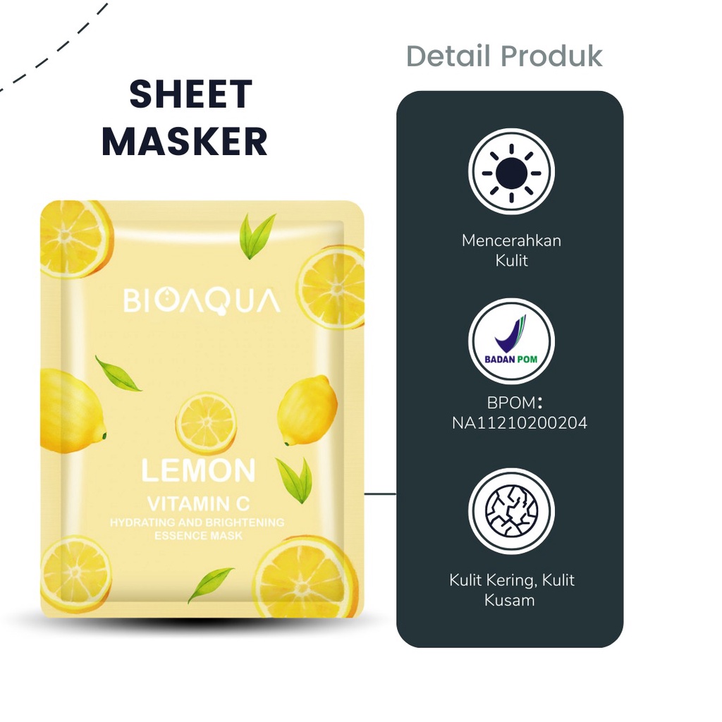 Sheet Mask Face Masker Wajah Bioaqua BPOM Anti Penuaan Mencerahkan Melembabkan Mengencangkan Kulit Wajah