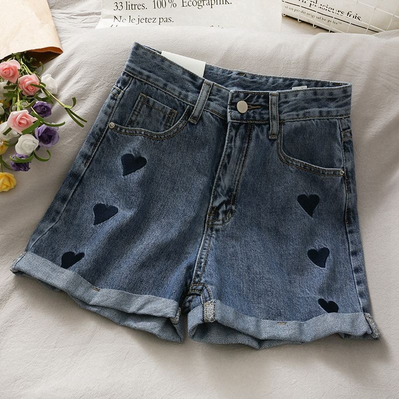 celana jeans pendek stretch jins wanita kulot jeans love hightwaist hot pants wanita cewek ootd korean style kekinian