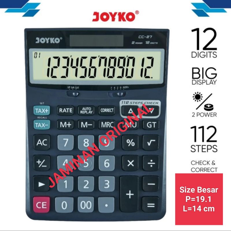 

Calculator Kalkulator Joyko CC-27 12 Digits Check Correct