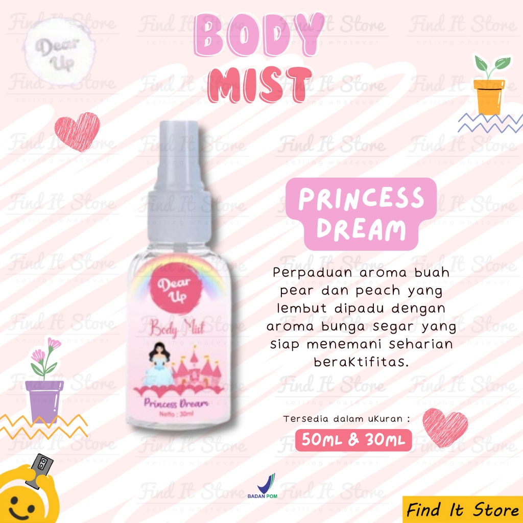 Dear Up Body Mist 30ml 50ml Parfume Body Fragrance Spray | Pewangi Badan BPOM