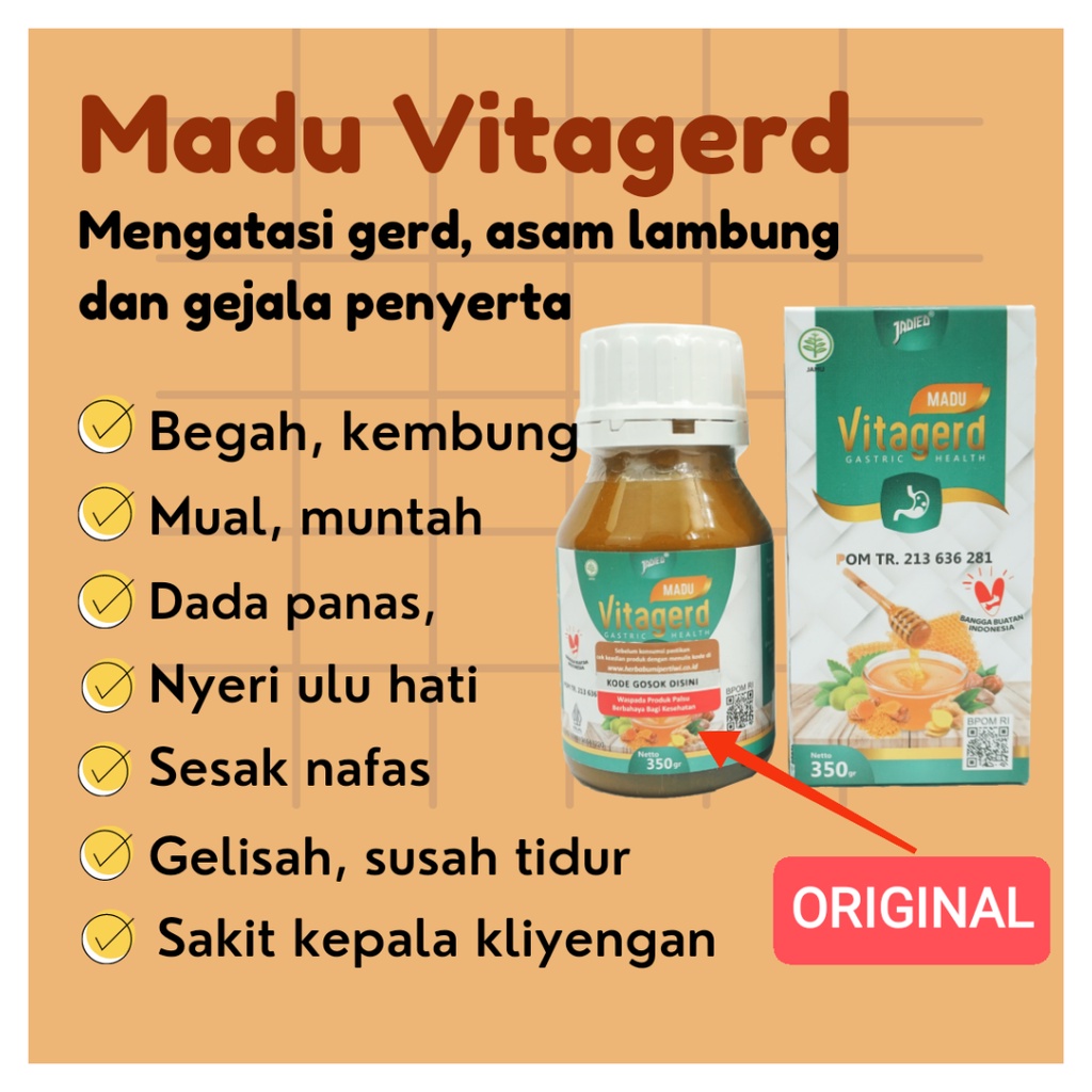 Jual VITAGERD Madu Herbal Obat GERD dan Asam Lambung Original Asli Ori