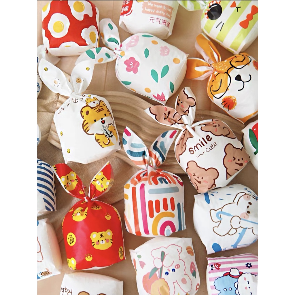 10 pcs Plastik Rabbit Ear Bag EBM 13.5 x 22 cm bungkus kue, cookies, goodie bag, tas suvenir, hampers ultah, manyue, DIY Suvenir