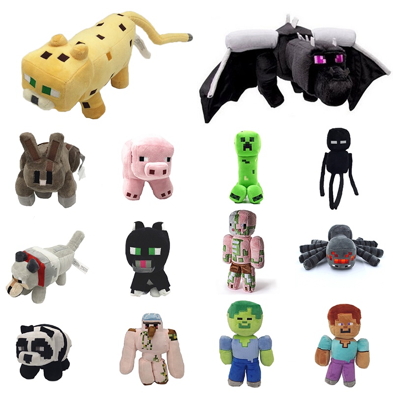 Mainan Rambat Boneka Boneka Boneka Boneka Enderman Serigala Mewah Boneka Pixel