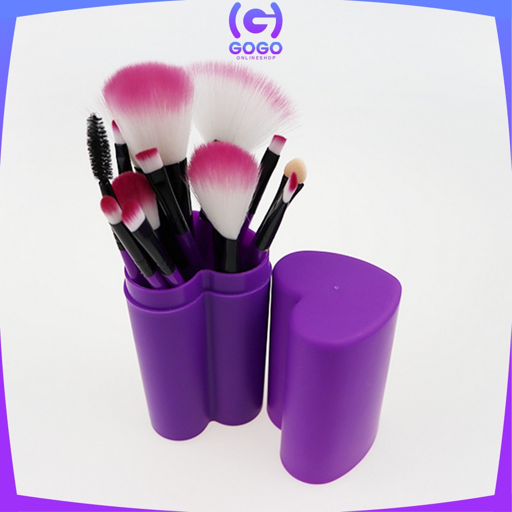 GOGO-K29 Brush Make Up Set 12IN1 Tabung / Kuas Makeup Set Kuas Alis Brush Highlighter Alat Kosmetik