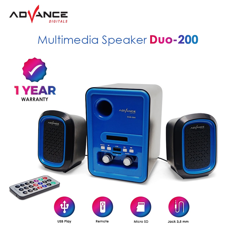 Advance Duo 200 BT Bluetooth- Multimedia Speaker PC Notebook Laptop | Garansi Resmi Advance 1 Tahun